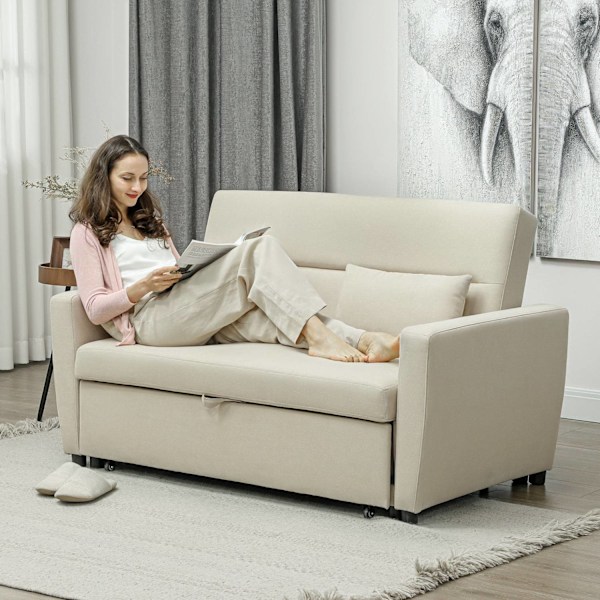 Rootz 2 -i -1 sovesofa - konvertibel sofa - justerbar ryglæn - fløjlsudseende - 155 cm x 90 cm x 88,5 cm - perfekt til ultimativ komfort