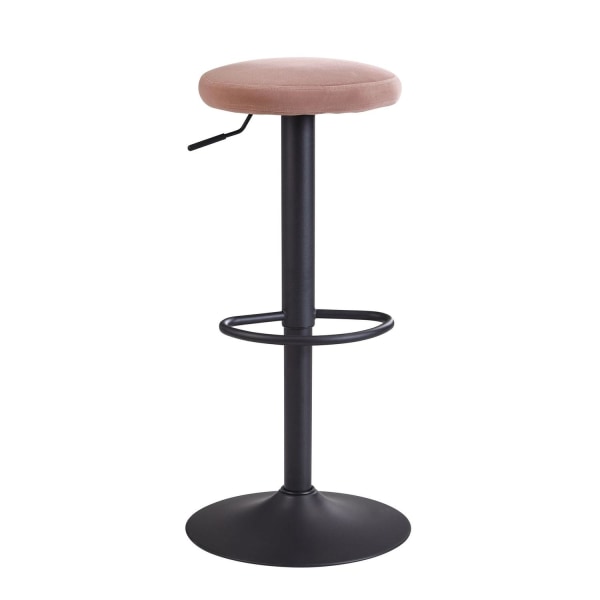 Rootz Velvet Pink Taburet uden ryglæn 58 - 79 cm - Køkkentaburet stof - metal 100kg - Design barstol counter skammel roterende bistro taburet