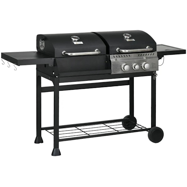 Rootz Gas BBQ Grill - Lämpömittari - Lämmitysteline - Kahden polttimen kaasugrilli - Savun maku - Säädettävä grilliritilä - Galvanoitu teräs-ruostumat
