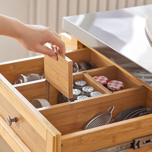 Rootzin keittiön säilytysvaunu - Kitchen Island - Keittiökaappi - Kaappi - Senkki, jossa ruostumattomasta teräksestä valmistettu kansi