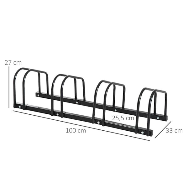 Rootz cykelstativ til 4 cykler - Vejrbestandig - Væg- eller gulvmontering - Stål - 110 x 33 x 27 cm