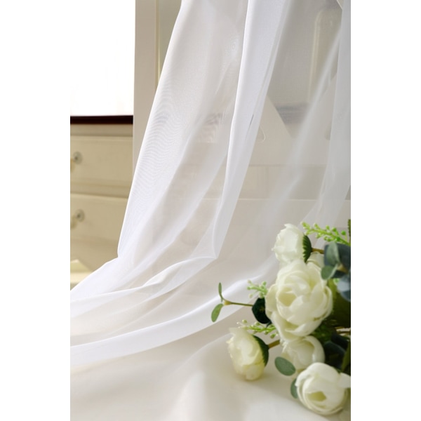 Rootz Voile Gardiner - Draperer - Vinduesbeklædning - Sheers - Paneler - Persienner - Hvide - 140x245 cm