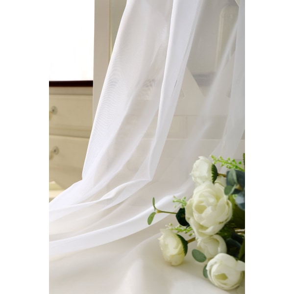 Rootz Voile Gardiner - Draperier - Fönsterbeklädnader - Skivor - Paneler - Persienner - Vita - 140x245 cm