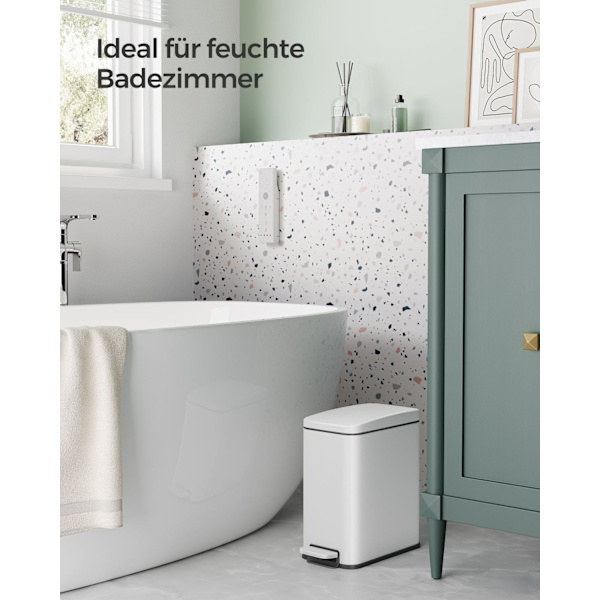Rootz White Steel Kosmetikspand - Makeup Organizer - Affaldsbeholder - Holdbar konstruktion - Kompakt størrelse - Let at rengøre - 29,9 cm x 14,4 cm x