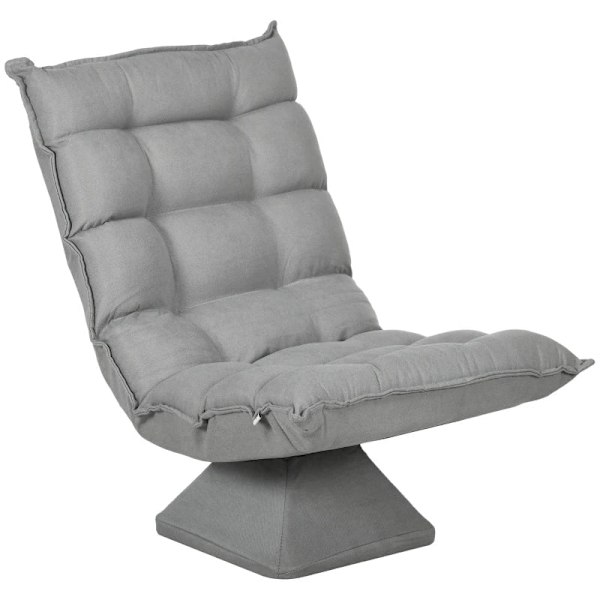 Rootz Fåtölj - Lässtol - Vridbar - Sittdyna - Golvsoffa - Linneimitation - Sammetslook - Ljusgrå - 62 cm x 70 cm x 95 cm