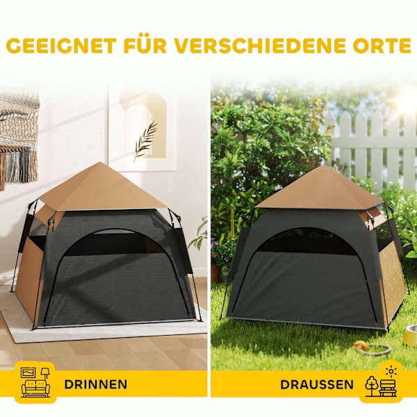 Rootz Pet Telt - Hundetelt - Foldbart - Vejrbestandigt hundehus - Bærbar og let at samle - 120 cm x 120 cm x 106 cm