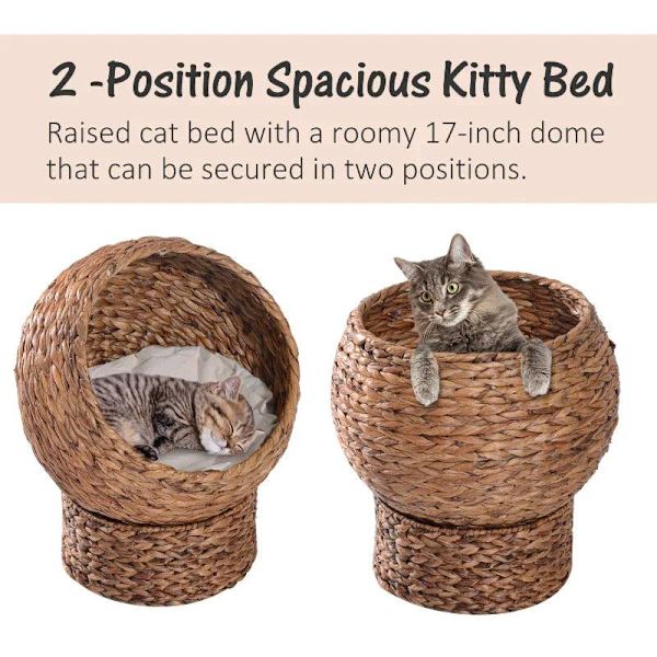 Rootz Cat Bed - Brun, Vit - Järn, Bomull, Flanell - 19,68 cm x 16,53 cm x 23,62 cm