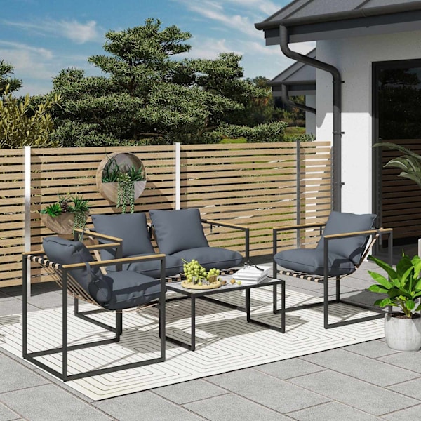 Rootz 4 -Dart Garden Furniture Set - Outdoor Patio Set - Balkon Møbler - Polstret komfort - 114 cm x 70 cm x 67 cm