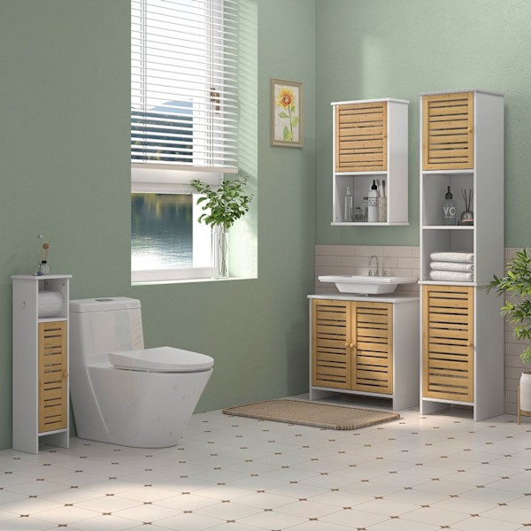 Rootz Badrum Washcasin Unit - Sänkskåp - förvaringsskåp - Justerbar hylla - 60x30x60 cm brunt och vitt