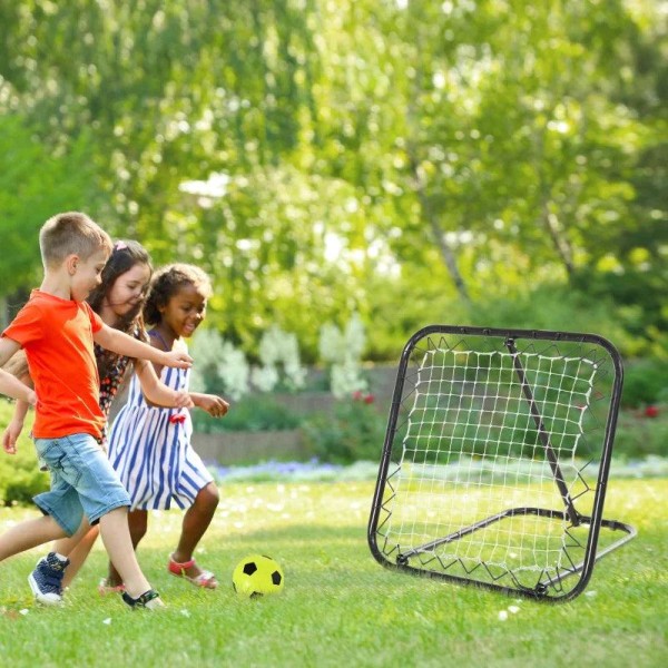 Rootz Rebounder Net - Fotboll Rebounder Net - Vikbart Kickback Goal - Rebound Wall Net - Justerbart - Svart - 78 x 84 x 65-78 cm