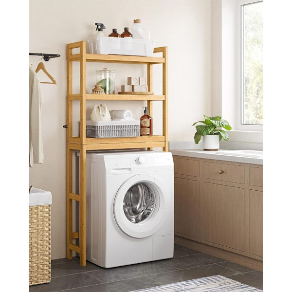 Rootz Bamboo toilethylde - Organizer til badeværelset - Opbevaringsstativ - Miljøvenlig - Pladsbesparende - Nem montering - Naturlige farver - 26 cm x