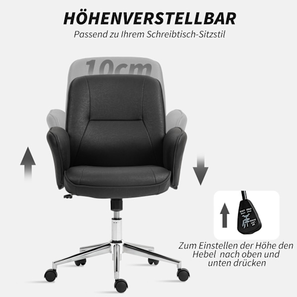 Rootz -kontorstol - Ergonomisk skrivebordsstol - Åndbar siddepladser - Højde justerbar til komfort - 67 cm x 69 cm x 92-102 cm - Sort