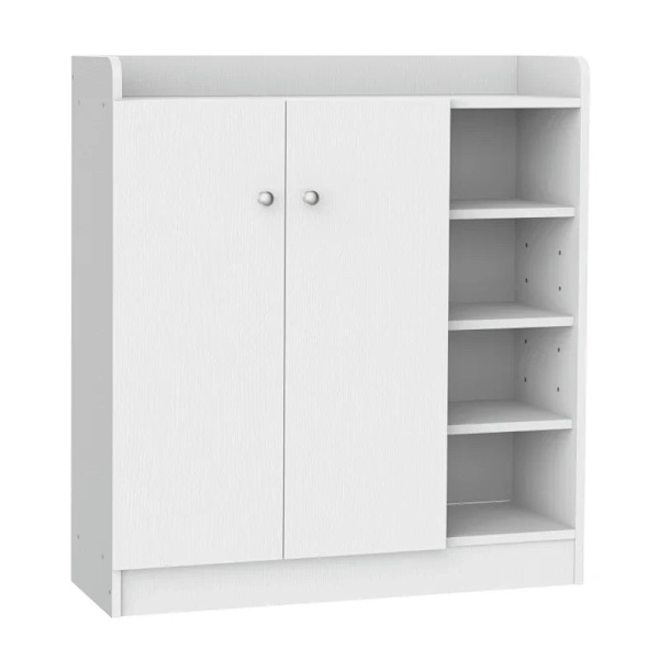 Rootz Skoskab - Skokiste - Skostativ - 4 hylder - Maksimalt 12 par - 1 skab - Spånplade - Aluminiumslegering - Hvid - 83cm X 30cm X 90cm
