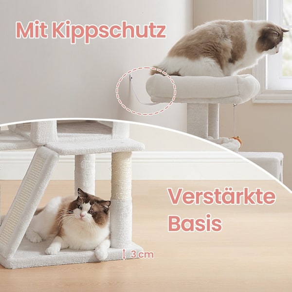 Rootz Ultimate Cat Tree - Stor platform - Scratching Post - Plush & Sisal - 48,1 x 48,1 x 96,1 cm