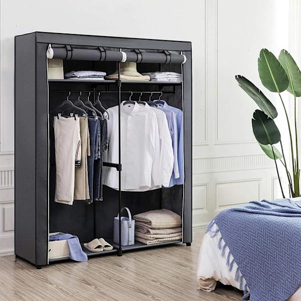 Rootz Stofgarderobe - Transportabelt skab - Sammenklappeligt tøjstativ - Ikke-vævet stof - 140 cm x 43 cm x 174 cm
