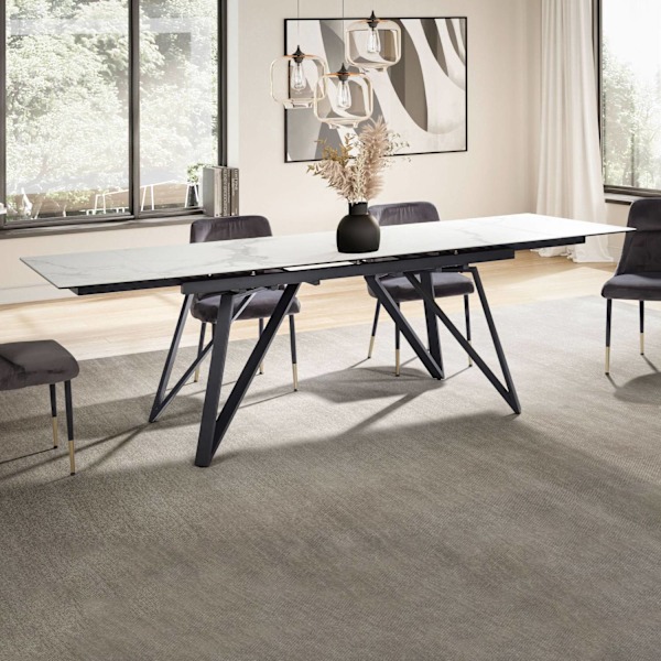 Rootz Large Modern Dining Table - Rectangular Table - Marble Look Table - Sits 12 - 180-260 cm x 95 cm x 76 cm