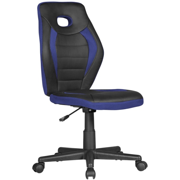 Rootz børnebordsstol sort - blå til børn fra 6 år med ryglæn - Børnedrejestol ergonomisk børnekontorstol - Ungdomsstol højdejusterbar - Børneskrivebor