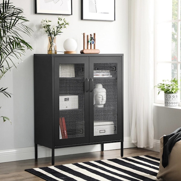 Rootz Black Steel Kaappi Säilytyskaappi - Alumiiniseoskahvat - Raskas - Tilava - Järjestetty - 80cm x 40cm x 105cm