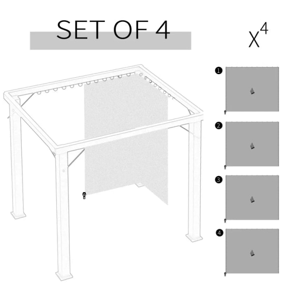 Rootz Gazebo - Sivupaneelit - C-renkaat - Koukut - Kestävä - Pitkäikäinen - Neliömäinen - Pyöristetyt tangot - 100% polyesteri - Beige - 302x205cm