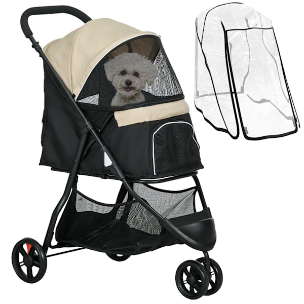 Rootz Foldbar Pet Buggy - Dog Buggy - Bärbar hundvagn - Regnskydd - 80,5 cm x 51,5 cm x 100 cm