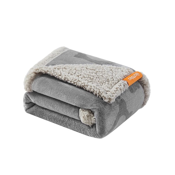 Rootz Pet Tæppe - Hundetæppe - Puppy Throw - Sherpa Materiale - TPU film - Flannel stof - Letvægts - Stor størrelse - Grå - 101cm x 73cm