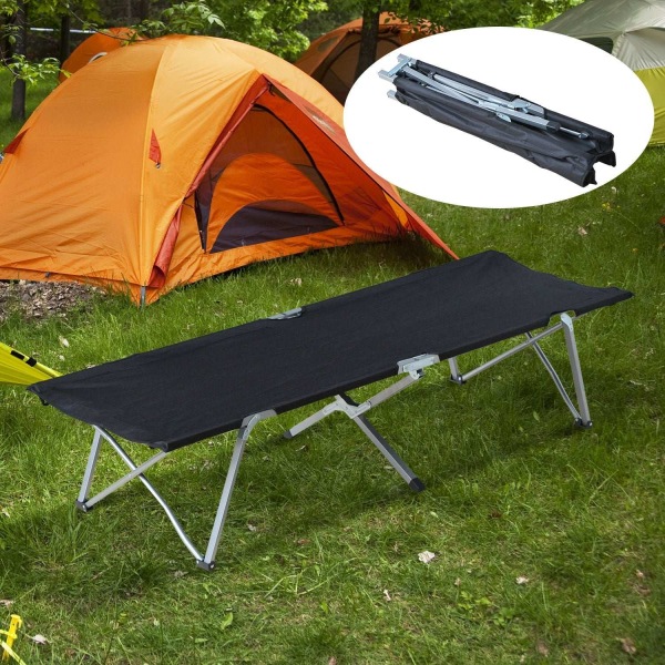 Rootz Camp Bed - musta, hopea - metalli, - 75,98 cm x 25,19 cm x 15,74 cm