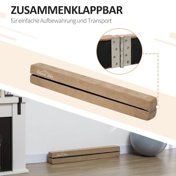 Rootz-taitettava voimistelutanko - Tasapainopalkki - Harjoitustanko - Mokkakangas - Liukumattomat jalat - Ruostumattomasta teräksestä valmistetut sara