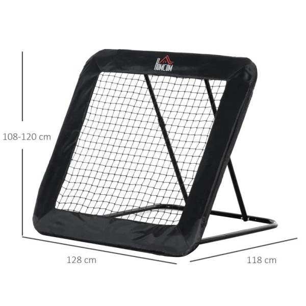 Rootz Football Rebounder Net - Football Rebounder - Training Rebounder Net - Vikbar Kickback - Goal Rebound - Justerbar i 5 steg - Stål - Svart - 128
