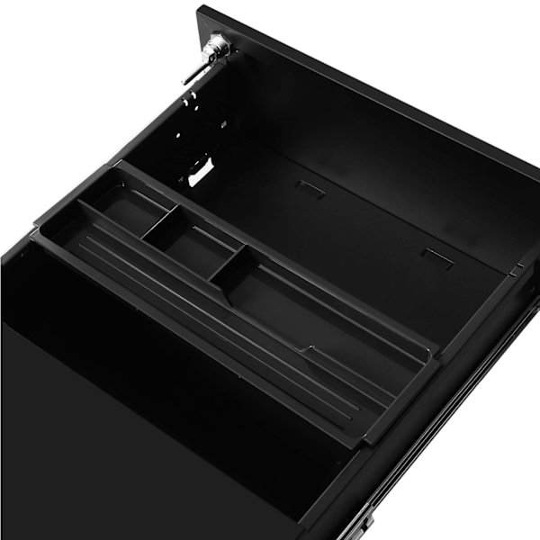 Rootz 3 Drawer Arkistokaappi - Pyörivä kontti - Toimistojärjestäjä - Teräsrakenne - Turvalukko - Mattamusta - 45cm x 39cm x 55cm