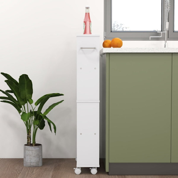 Rootz Sidevogn med hjul - Køkkenvogn - Mobil opbevaring - 360° hjul og låsning - 45W x 15D x 91H cm