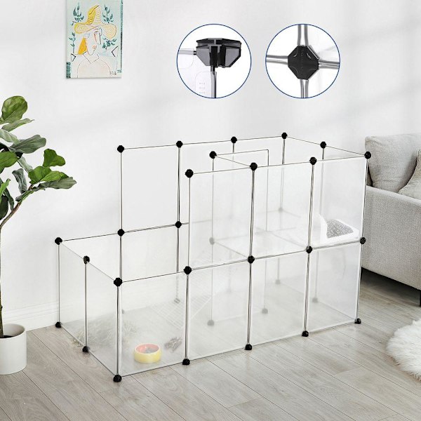 Rootz Small Animal Run - Plastic Animal Run - Kanin Run - Hamster Run - Small Pet Run - Portable Animal Run - Vit - 143 x 73 x 93 cm