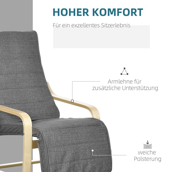 Rootz Accent Chair - Relaxation Chair - Recliner - Justerbar fotstöd - Björkved - 66,5 x 94 x 100 cm