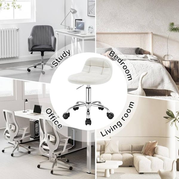 Rootz Velvet Office Pall - Justerbar skrivbordsstol - Vridbar sits - Bekväm, Ergonomisk, Hållbar - 56,5 cm-68 cm x 38 cm x 31 cm