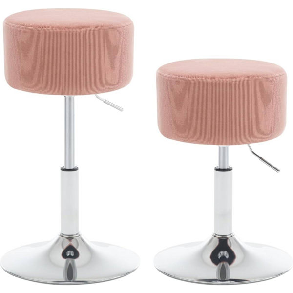 Rootz Swivel Bar Pall - Sminkpall - Salongpall - Manchestersits - Justerbar höjd - 33,5 cm x (52-67 cm) x 33,5 cm