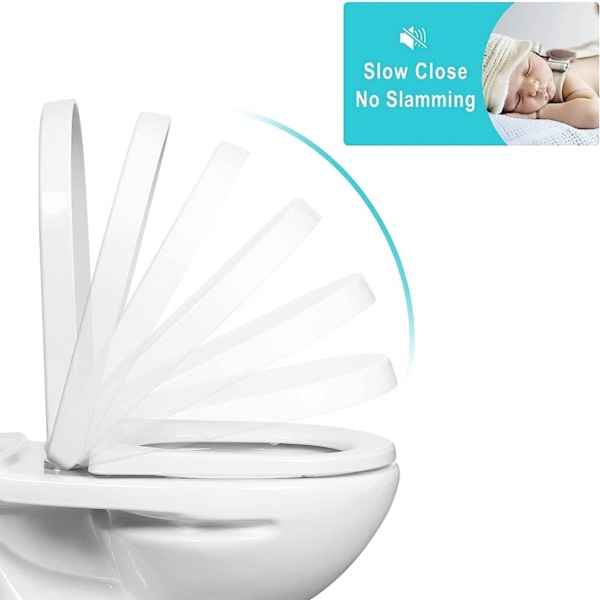 Rootz Soft Close toiletlåg - D Shape Badeværelsessæde - Quick Release Funktion - Antibakteriel beskyttelse - 41-46cm x 36cm - Hvid