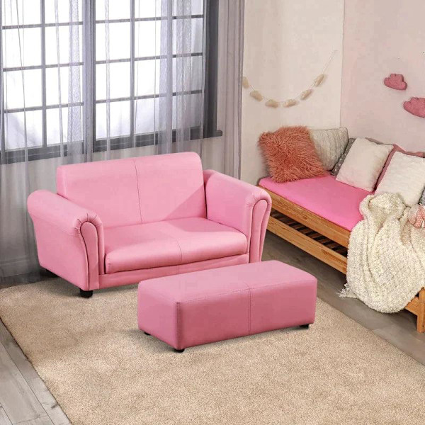 Rootz Børne Sofa - Børne Sofa - Børne Lænestol - Sofa Lænestol - Sofa - Fodskammel - Pink- 83 X 42 X 41 Cm