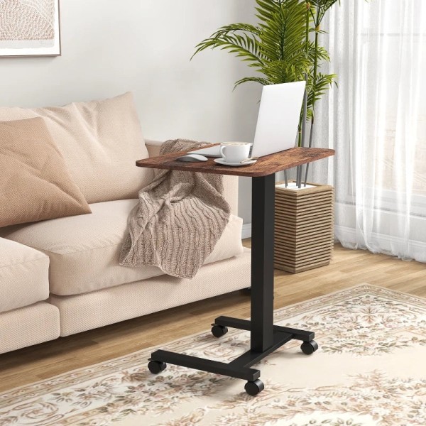 Rootz stående skrivebord - Laptopbord - Højdejusterbar - 4 hjul - Brun + Sort - 65 cm x 48 cm x 108 cm