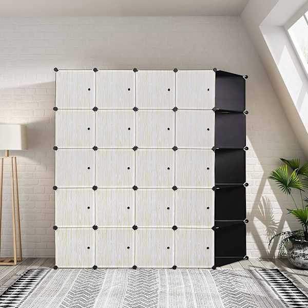 Modulaarinen Rootz-vaatekaappi - Mukautettava vaatekaappi - Säädettävä säilytysyksikkö - Kestävä, monipuolinen, helppohoitoinen - 185 cm x 185 cm x 35