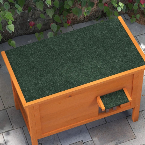 Rootz Cat House - Utomhus katthus - Väderbeständigt - 1 fönster - 1 ingång - Gran Wood - Orange + Grön - 85 x 50 x 68,5 cm