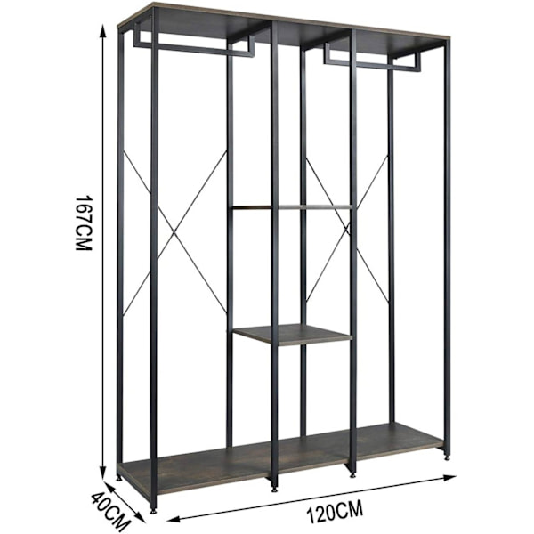 Rootzin monitoimivaateteline - Vaatekaapin järjestäjä - Säilytyshylly - Runsaasti tilaa - Parannettu vakaus - Ensiluokkaiset materiaalit - 120 cm x 40