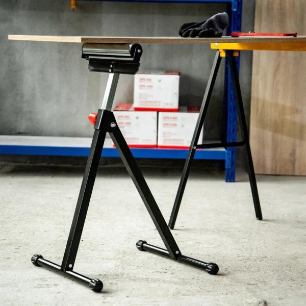 Rootz Roller Stand - Roller Support - Justerbar Roller Stand - Extra Stand - Support Stand - Metall - Svart - 44 X 50 X 68-110 cm