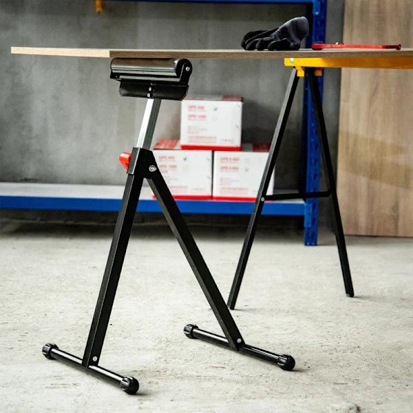 Rootz Rullestativ - Rullestøtte - Justerbar Rullestativ - Hjælpestander - Støttestativ - Metal - Sort - 44 X 50 X 68-110 cm