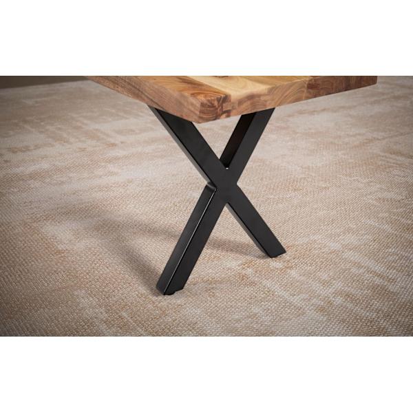 Rootz moderne spisestuebænk - sæde i massivt træ - design af trækant - metal x ben - håndlavet - 160 cm x 40 cm x 45,5 cm - gyldenbrun
