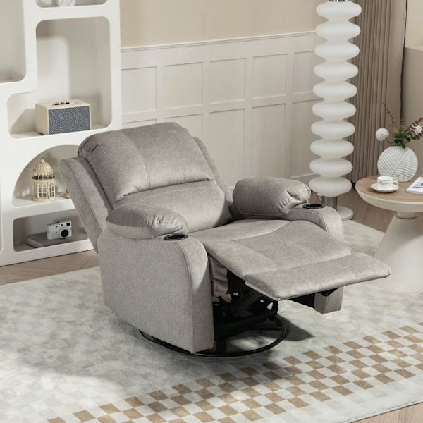 Rootz Relaxation Chair TV-nojatuoli - kallistuva istuin - Kääntyvä keinu - Nahkainen kangas - Mukinpidike - Ruskea - 87cm x 162cm x 102cm