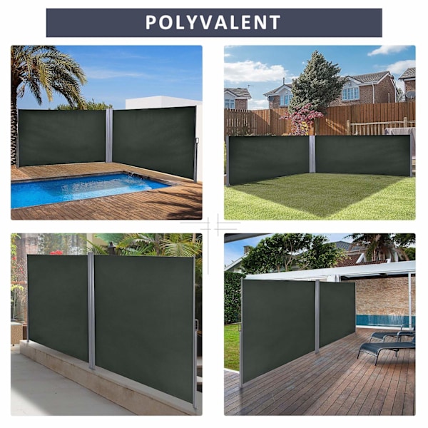 Rootz Double Side Extendable Privacy Screen - Vindskärm - UV -resistent barriär - 6m x 1,8 m - Hållbart och väderbeständigt tyg