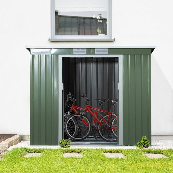 Rootz Tool Shed - Puutarhavaja - Storage Shed - Kestävä ja tuuletettu - 213 x 130 x 159cm - Vihreä