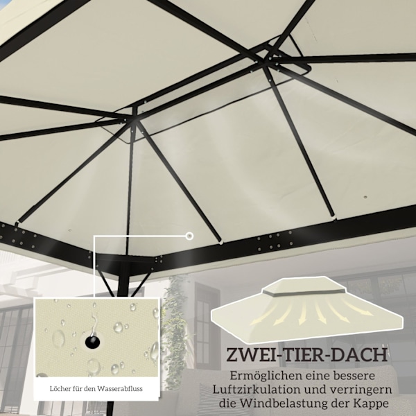 Rootz Gazebo Ersättningstak - Tarpaulin - Pavilion tak - Solskydd UPF30+ - 400 cm x 300 cm - vitt