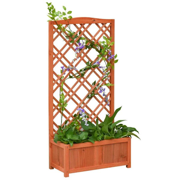 Rootz Plantekasse - Højbed - Blomsterstativ - Grantræ - Gul - 60 x 30 x 122,5 cm