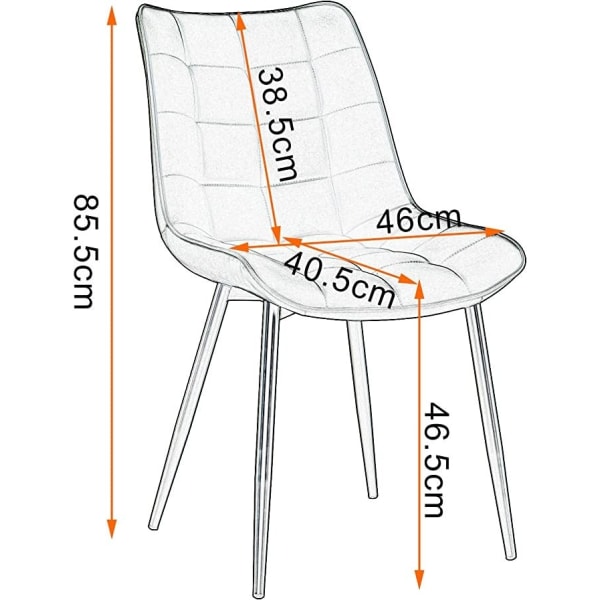 Rootz Modern Matstol - Ergonomisk stol - Bekväma sittplatser - Imiterat läder - Slitstark metallram - Stöder 120 kg - 46 cm x 40,5 cm x 85,5 cm