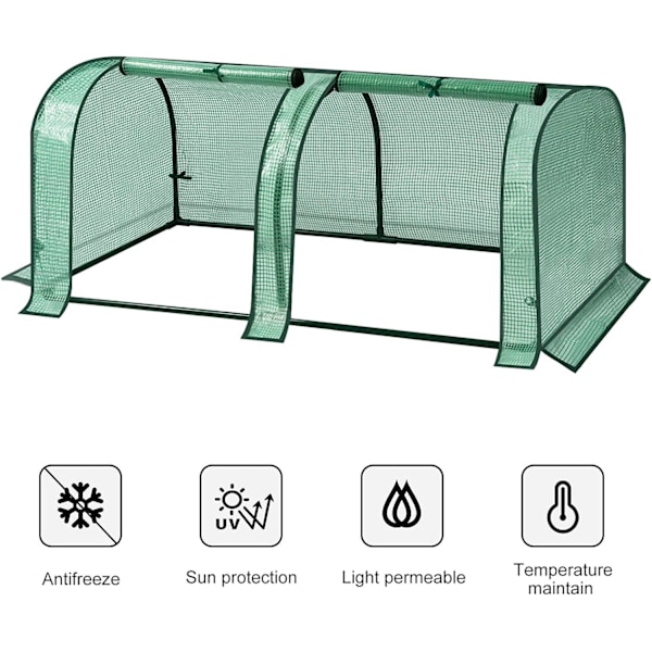 Rootz Film Greenhouse - Plant Shelter - Tomat House - UV-resistent - 130cm x 60cm x 50cm - Året runt - Vit/Grön